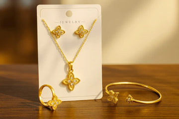 Gold Plated Four-Leaf Clover Jewelry Set